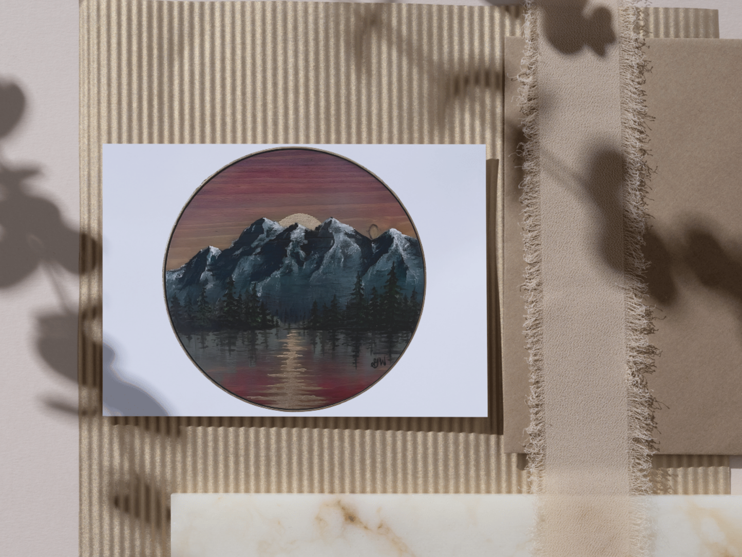 Blank Note Card - Mountain Circle